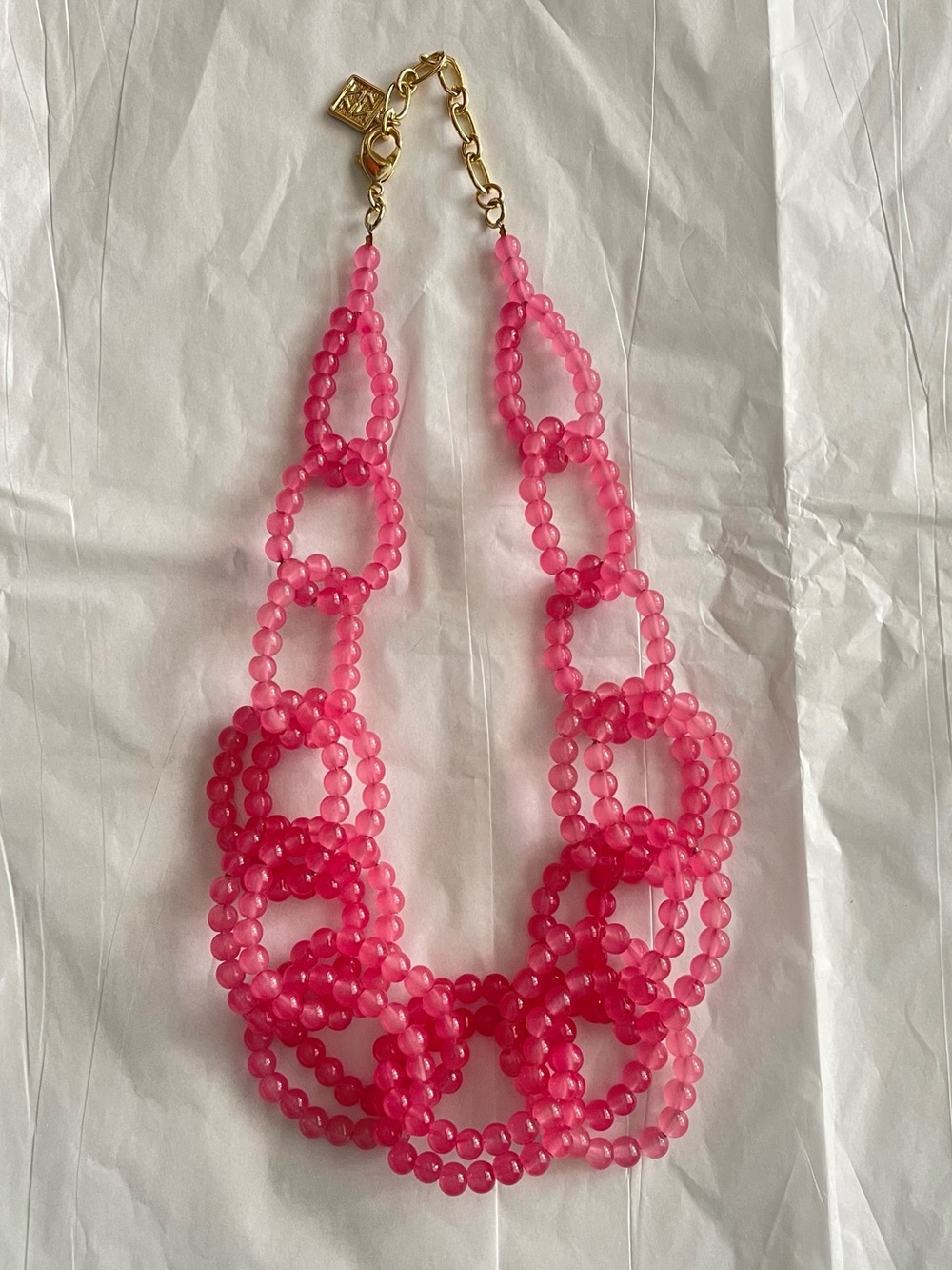 Zenzii Pink Beaded Chainlink Statement Necklace